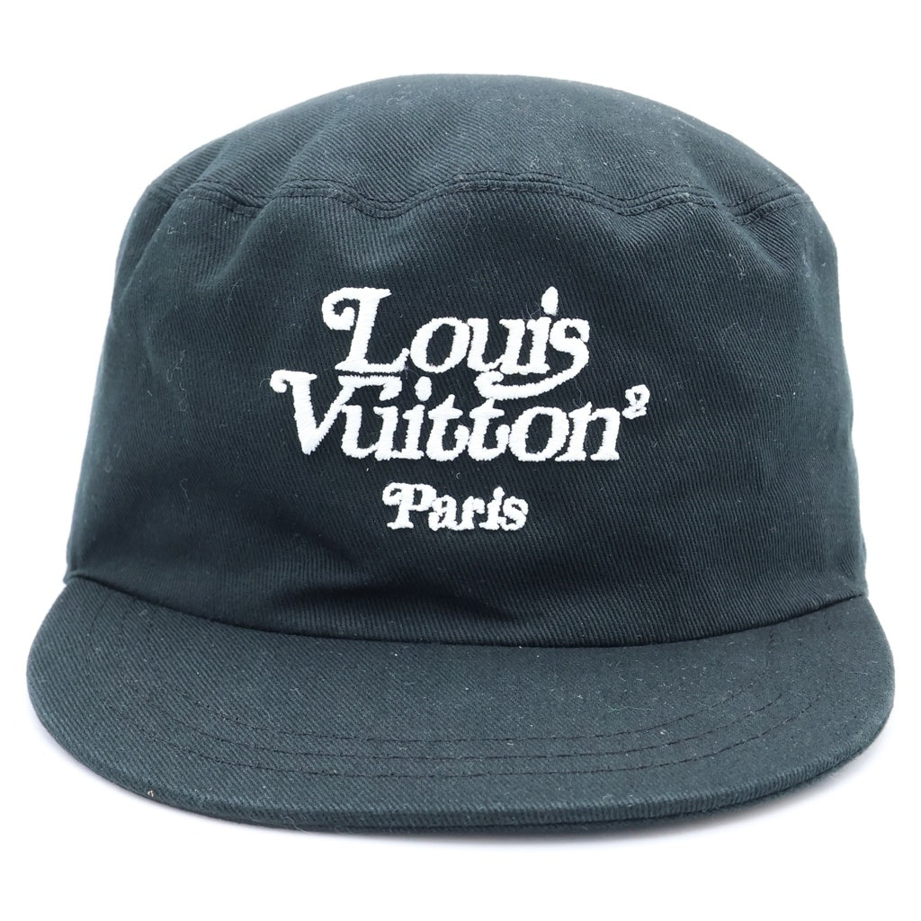 LOUIS VUITTON(ルイヴィトン) ×NIGO ニゴ エンブロイダリーデザイン レザーアジャスター ピルボックスキャップ 帽子 ブラック MP2732