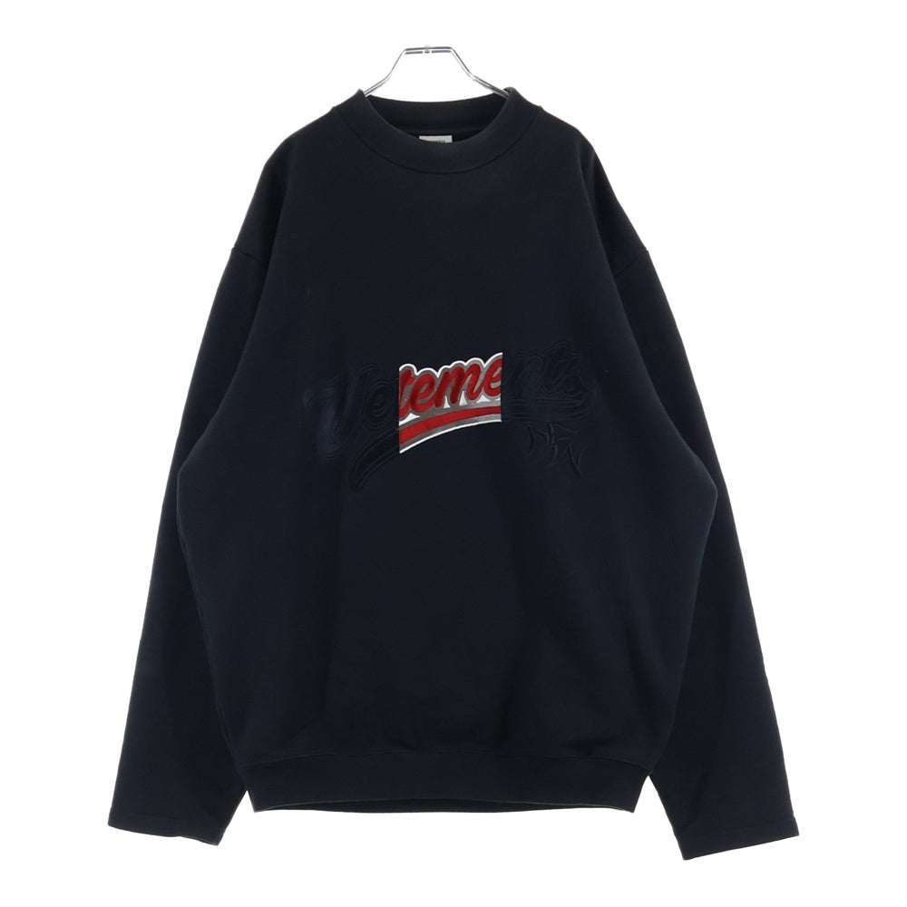 VETEMENTS(ヴェトモン) 17AW Logo Embroidered Sweatshirts ロゴ刺繍 クルーネックスウェット トレーナー ブラック