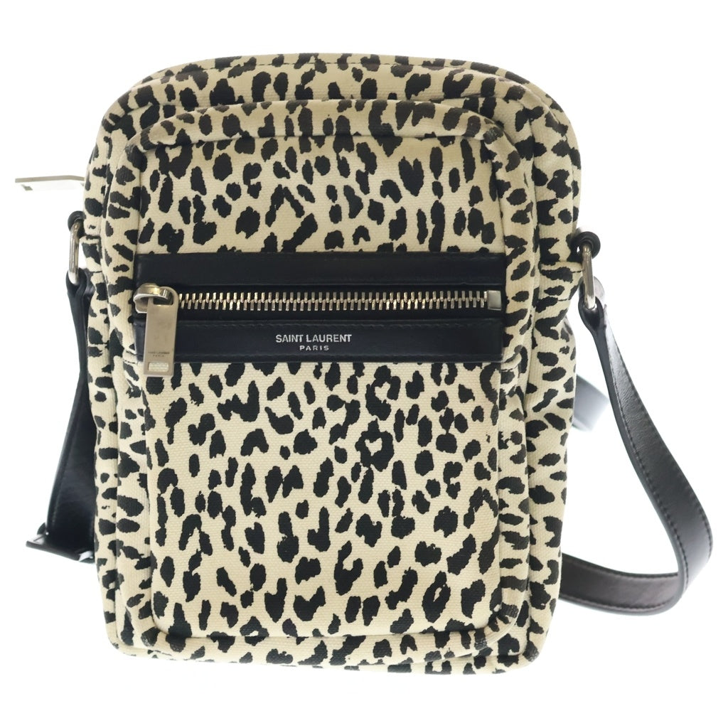 SAINT LAURENT PARIS(サンローランパリ) SID シド ロゴデザイン アニマル柄 ショルダーバッグ ホワイト MAL581700 レディース