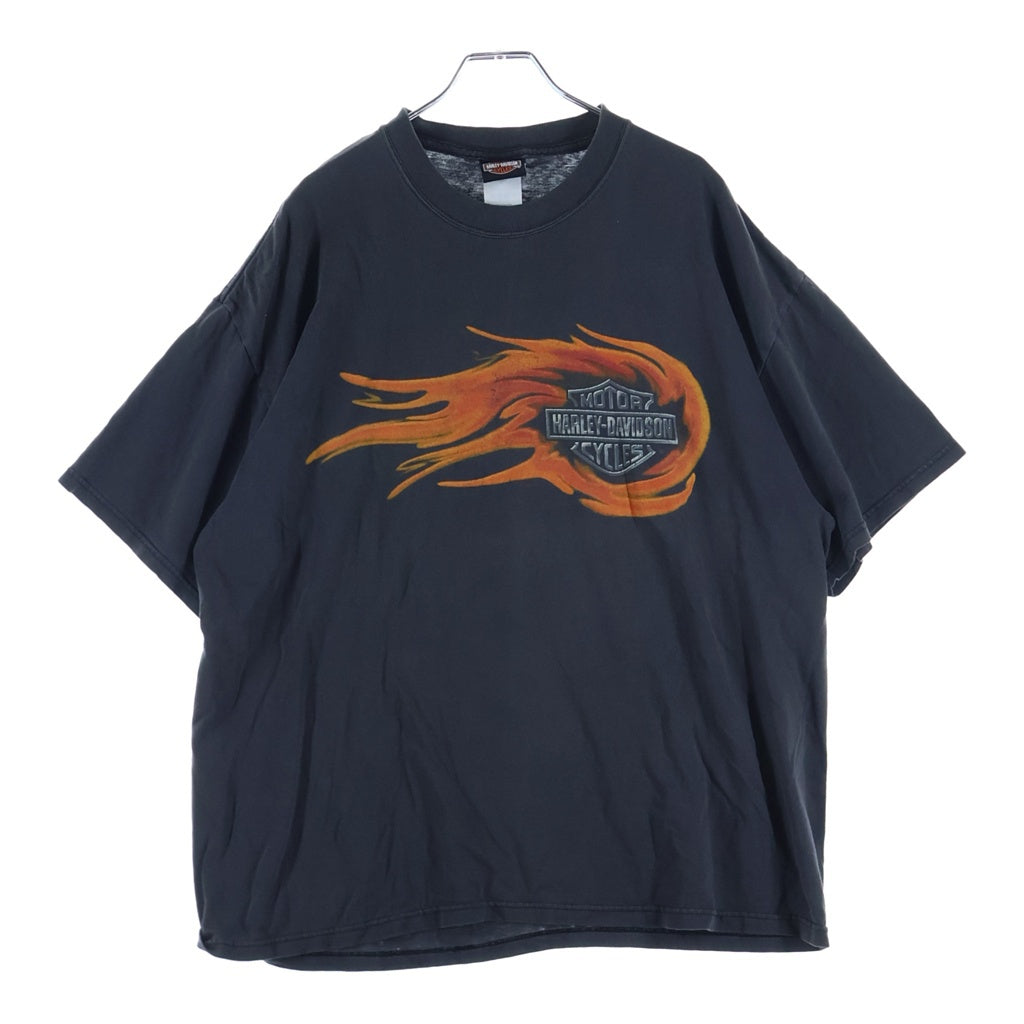 HARLEY DAVIDSON(ハーレーダビッドソン) VINTAGE 00S FLAME LOGO ヴィンテージ フレームロゴデザイン クルーネック カットソー 半袖Tシャツ ブラック