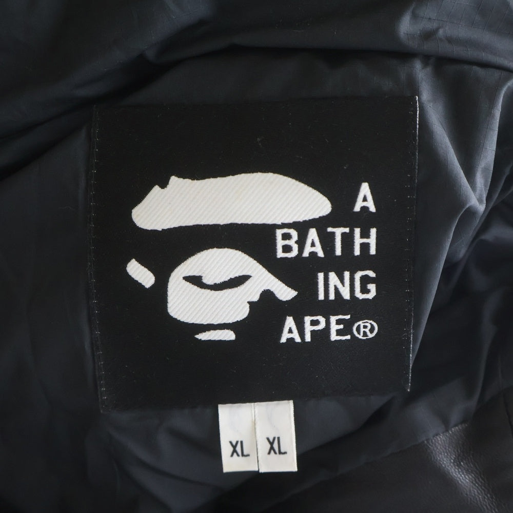 A BATHING APE(アベイシングエイプ) 90S ラムレザー フーデッド ダウンジャケット ブラック