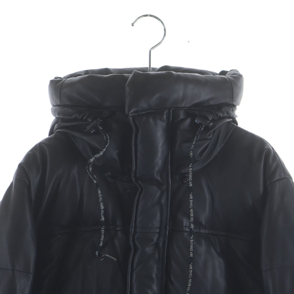 A BATHING APE(アベイシングエイプ) 90S ラムレザー フーデッド ダウンジャケット ブラック