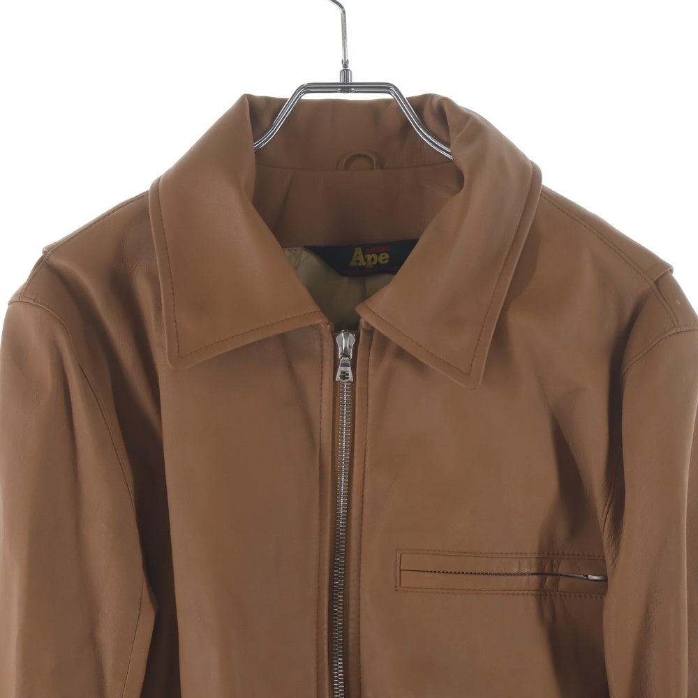 A BATHING APE(アベイシングエイプ) シープスキン ジップアップレザージャケット ブラウン
