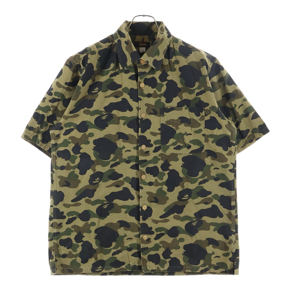 A BATHING APE(アベイシングエイプ) 1ST CAMO カモフラ総柄 半袖シャツ カーキ