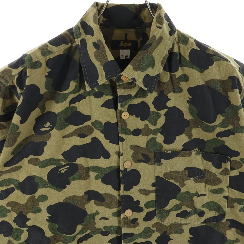 A BATHING APE(アベイシングエイプ) 1ST CAMO カモフラ総柄 半袖シャツ カーキ
