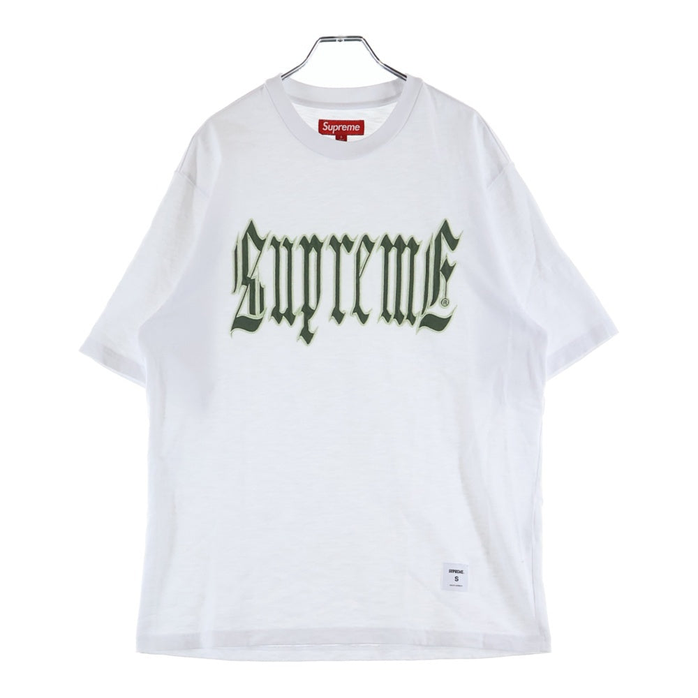 SUPREME(シュプリーム) 24SS Old English S/S Top オールドイングリッシュ フロントロゴ刺繍Tシャツ 半袖クルーネックカットソー ホワイト