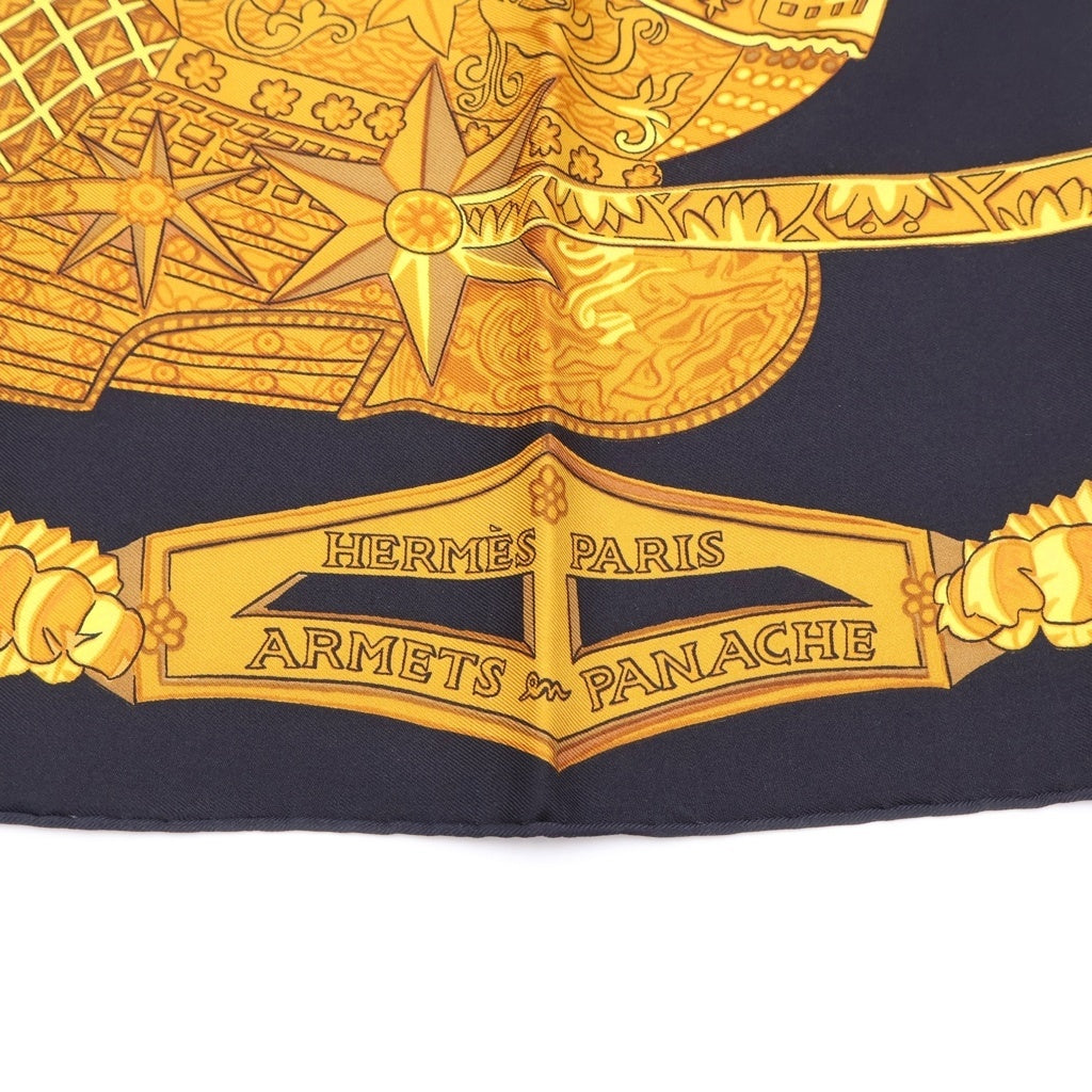HERMES(エルメス) Silk Scarf シルクスカーフ 総柄 ブラック/イエロー レディース