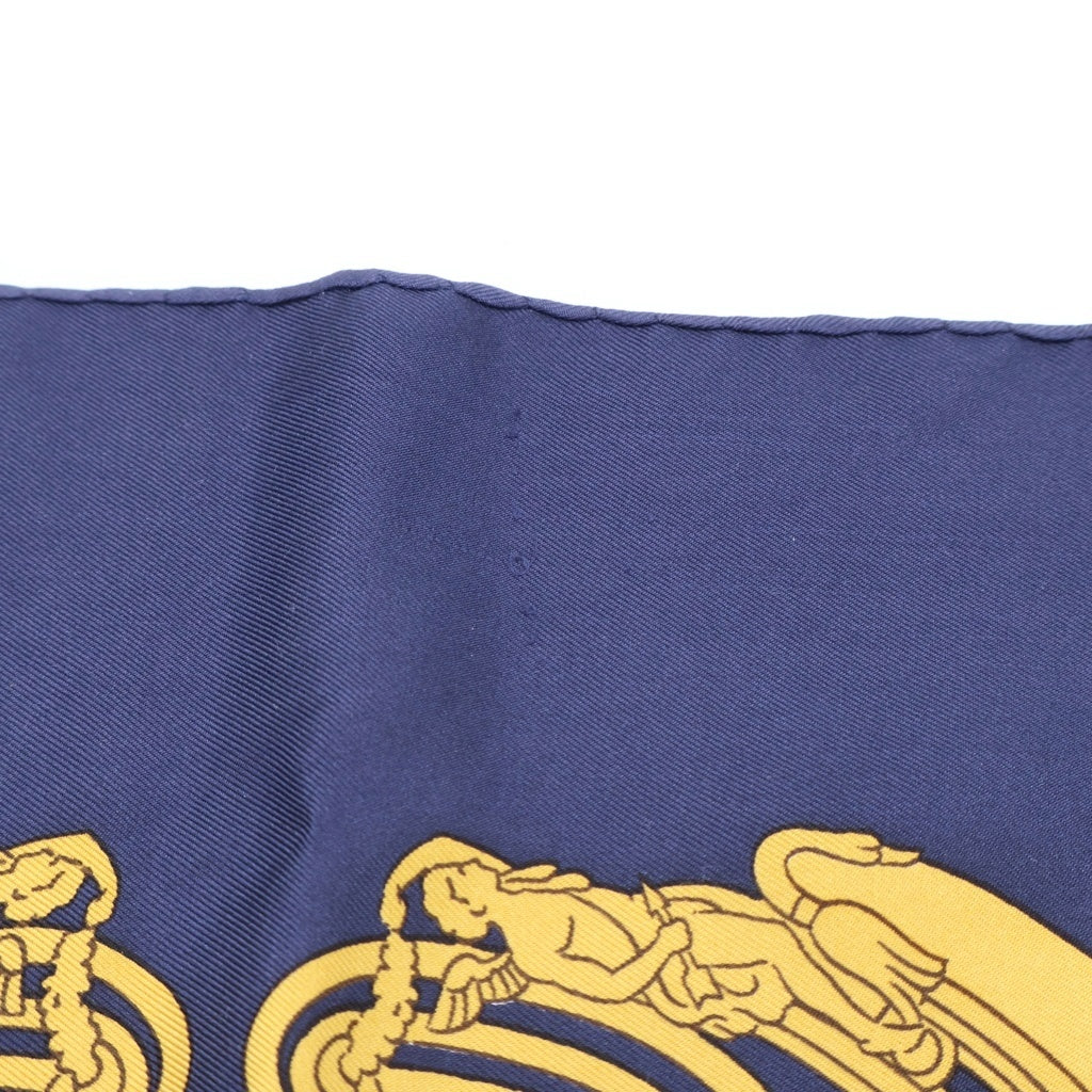 HERMES(エルメス) カレ90 Proteus Scarf プロテウススカーフ 総柄 イエロー/ネイビー レディース