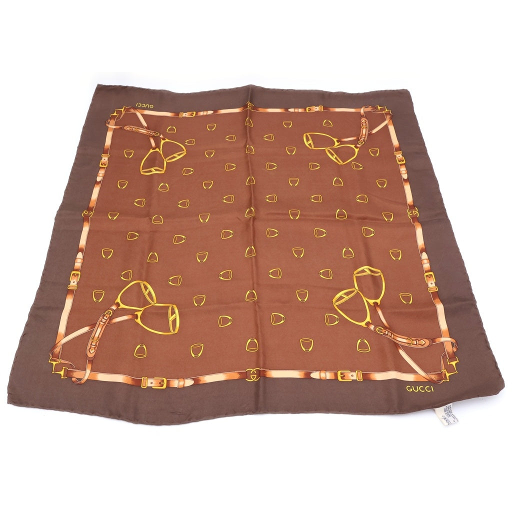 GUCCI(グッチ) Silk Neck Pocket Square シルクネックチーフ 装飾コップ柄 ブラウン レディース