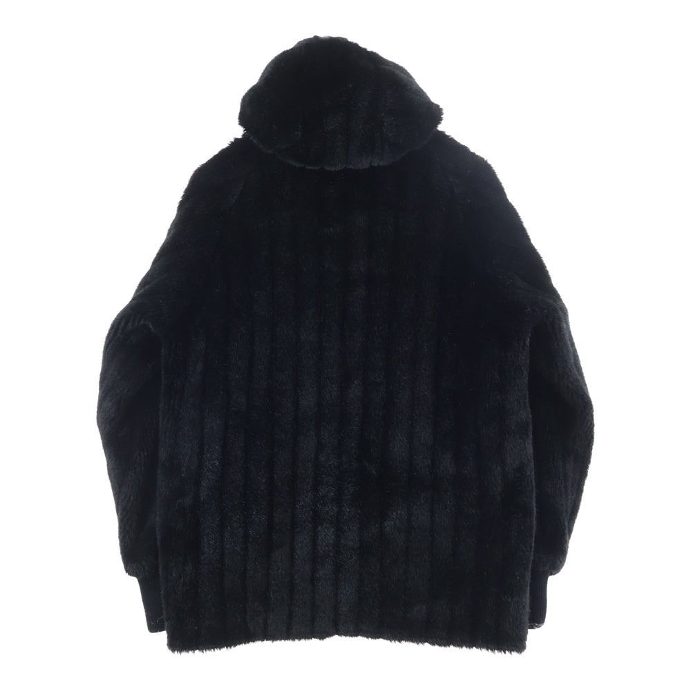 BAPE BY A BATHING APE(ベイプ ア ベイシング エイプ) リバーシブル ナイロン フェイクファー ジップアップパーカー ブラック