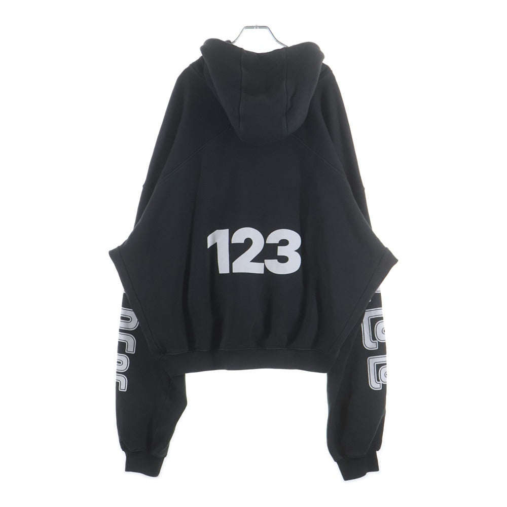 RIVINGTON roi Rebis(リヴィントンロイレビス) METANOIA USO CVA HOODIE メタノイア ウソ シーブイエー ロゴデザイン アームプリント プルオーバー フーデッド スウェット パーカー ブラック