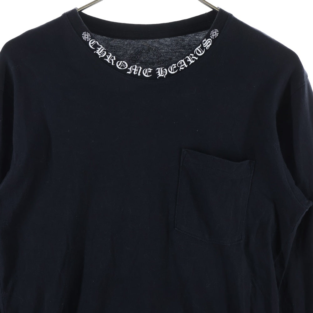 CHROME HEARTS(クロムハーツ) Neck Logo LS TEE ネックロゴプリント アームロゴ クルーネックロングスリーブTシャツカットソー ロンT ブラック