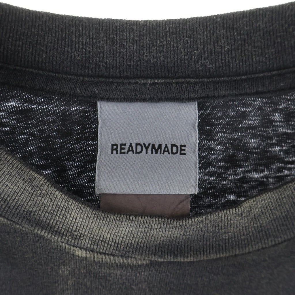READY MADE(レディメイド) 24SS T-SHIRT PEACE ピース 両面プリント ダメージ加工 クルーネック カットソー 半袖Tシャツ ブラック RE-CO-BK-00-00-280