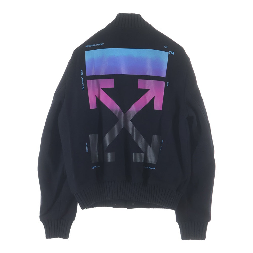 OFF-WHITE オフホワイト 18AW DIAG GRADIENT VARSITY JACKET ウール グラデーション ロゴプリント スタジャン ジャケット ブラック OMEA145F18A32005 OFF-WHITE(オフホワイト) 18AW DIAG GRADIENT VARSITY JACKET ウール