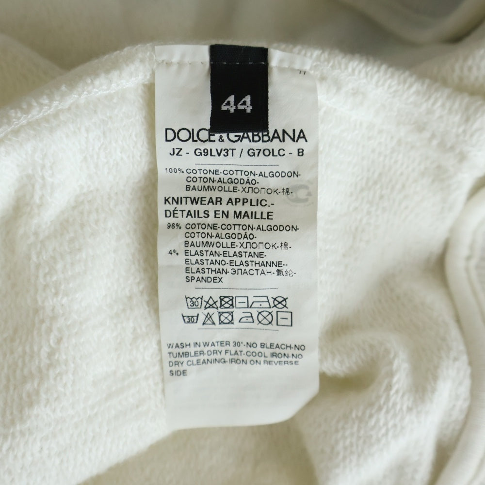 DOLCE & GABBANA(ドルチェアンドガッバーナ) 7分袖パーカー フーディー トップス ブラック/ホワイト JZ-G9LV3T