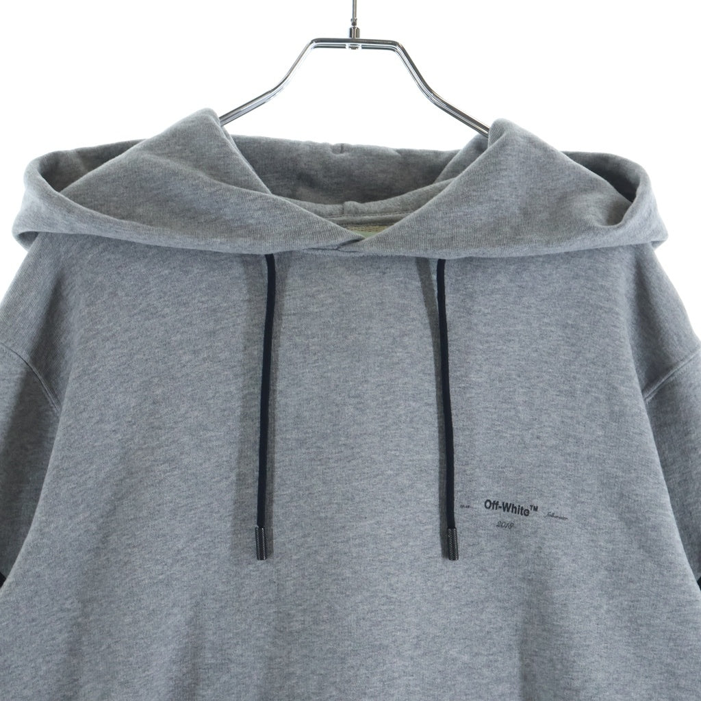 OFF-WHITE(オフホワイト) Sleeve Print Pullover Hoodie 袖プリントプルオーバーパーカー フーディー グレー OMBB034E18192025