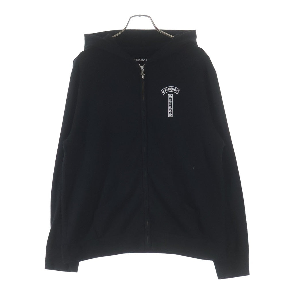 CHROME HEARTS(クロムハーツ) SWTSHRT HD ZIP ダガージップ アームフローラル バックホースシュープリント ジップアップスウェットパーカー フーディー ブラック