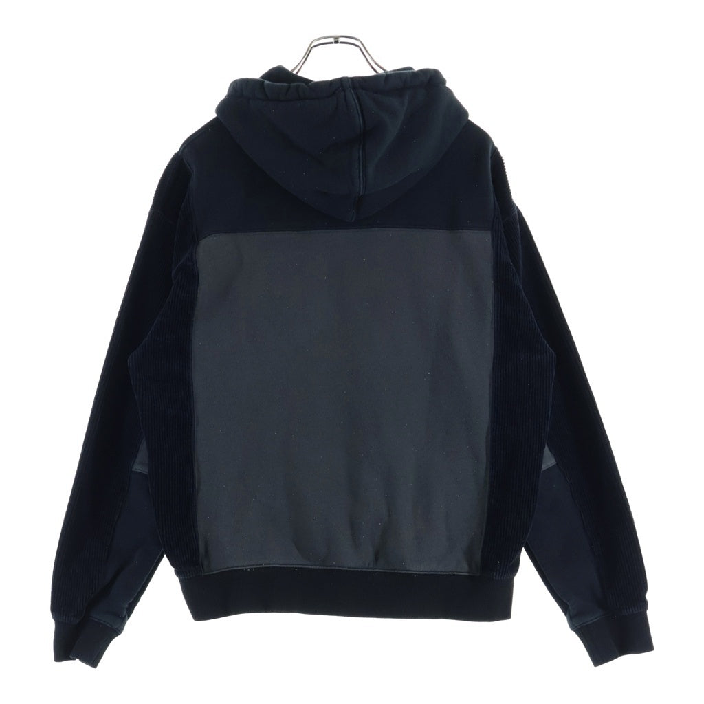 KITH(キス) フロントロゴデザイン コーデュロイ切り替え フーデッド スウェット トレーナ ブラック KHM031504