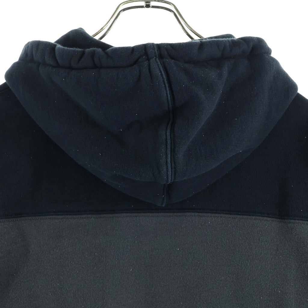 KITH(キス) フロントロゴデザイン コーデュロイ切り替え フーデッド スウェット トレーナ ブラック KHM031504