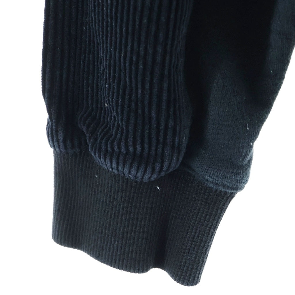 KITH(キス) フロントロゴデザイン コーデュロイ切り替え フーデッド スウェット トレーナ ブラック KHM031504