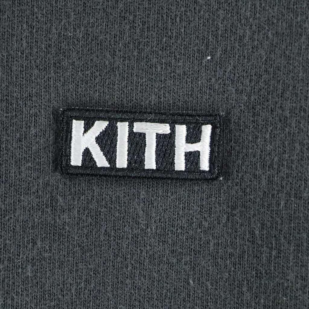 KITH(キス) フロントロゴデザイン コーデュロイ切り替え フーデッド スウェット トレーナ ブラック KHM031504