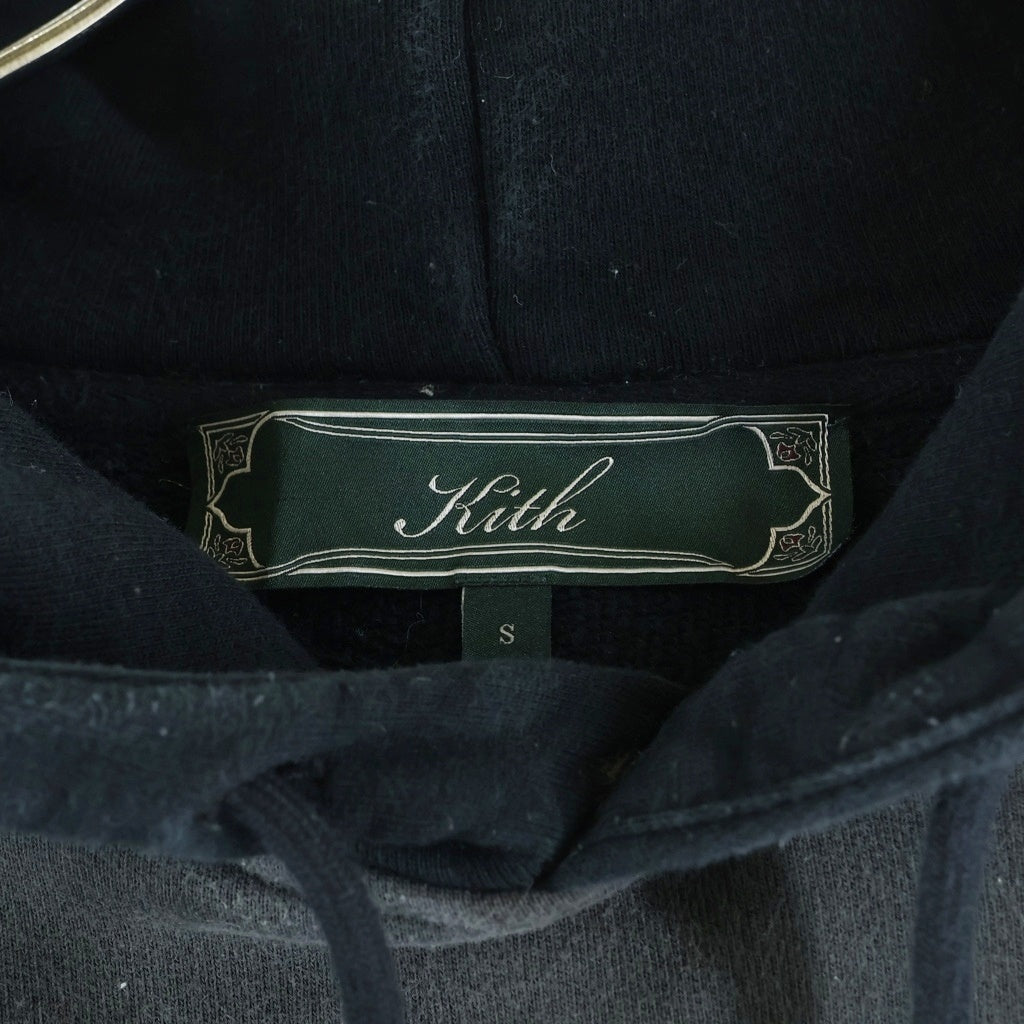 KITH(キス) フロントロゴデザイン コーデュロイ切り替え フーデッド スウェット トレーナ ブラック KHM031504