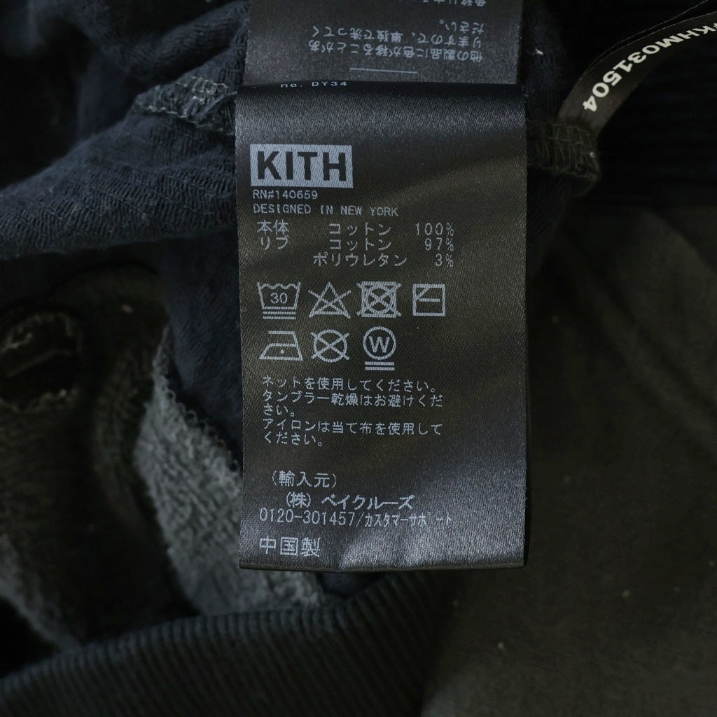 KITH(キス) フロントロゴデザイン コーデュロイ切り替え フーデッド スウェット トレーナ ブラック KHM031504