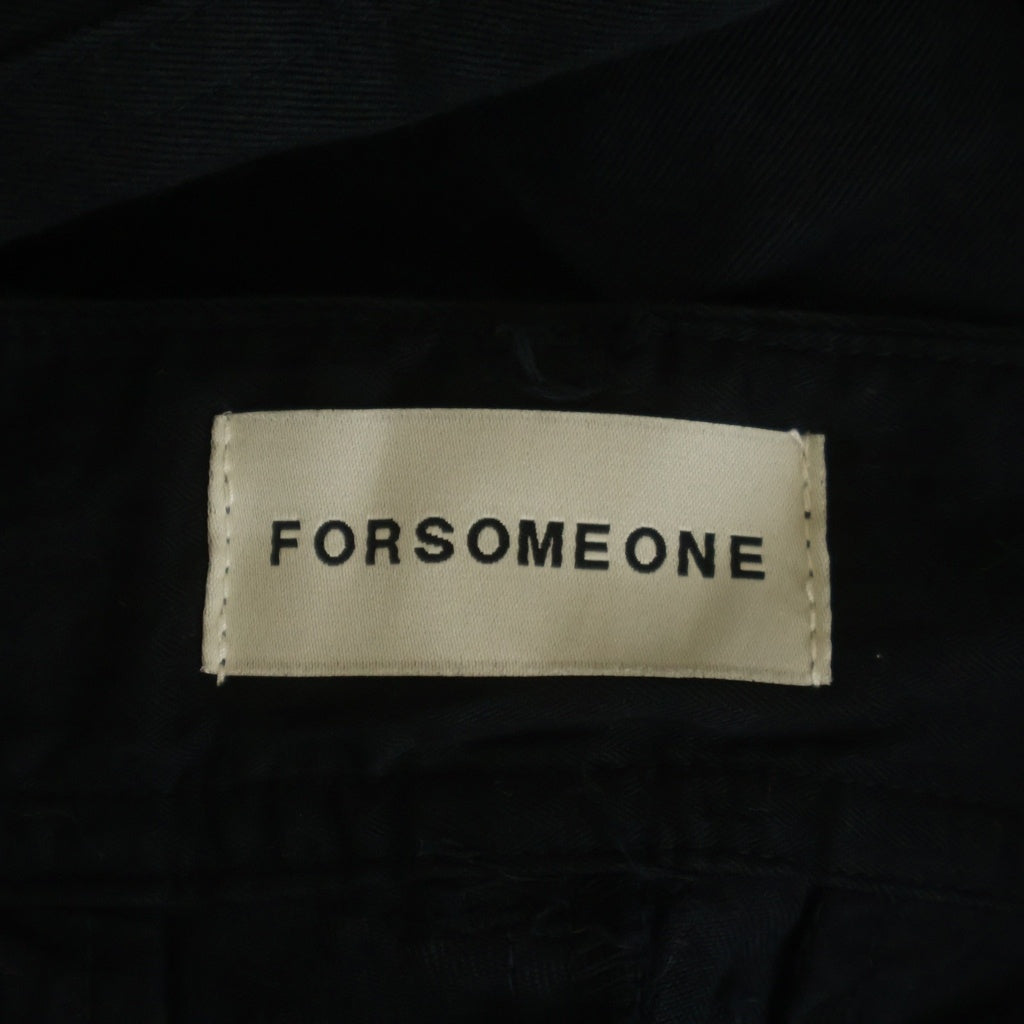 FORSOMEONE(フォーサムワン) マルチポケット ジップアップ コットン カーゴパンツ ブラック