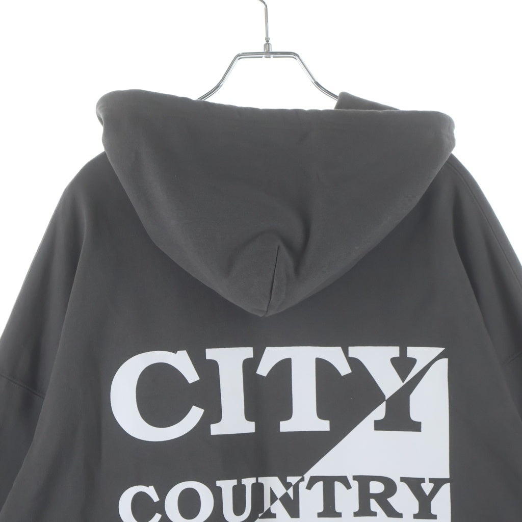 CITY COUNTRY CITY(シティーカントリーシティー) ZIP UP COTTON HOODIE ロゴデザイン ジップアップ コットン フーデッド スウェット パーカー ブラウン CCC-243C004