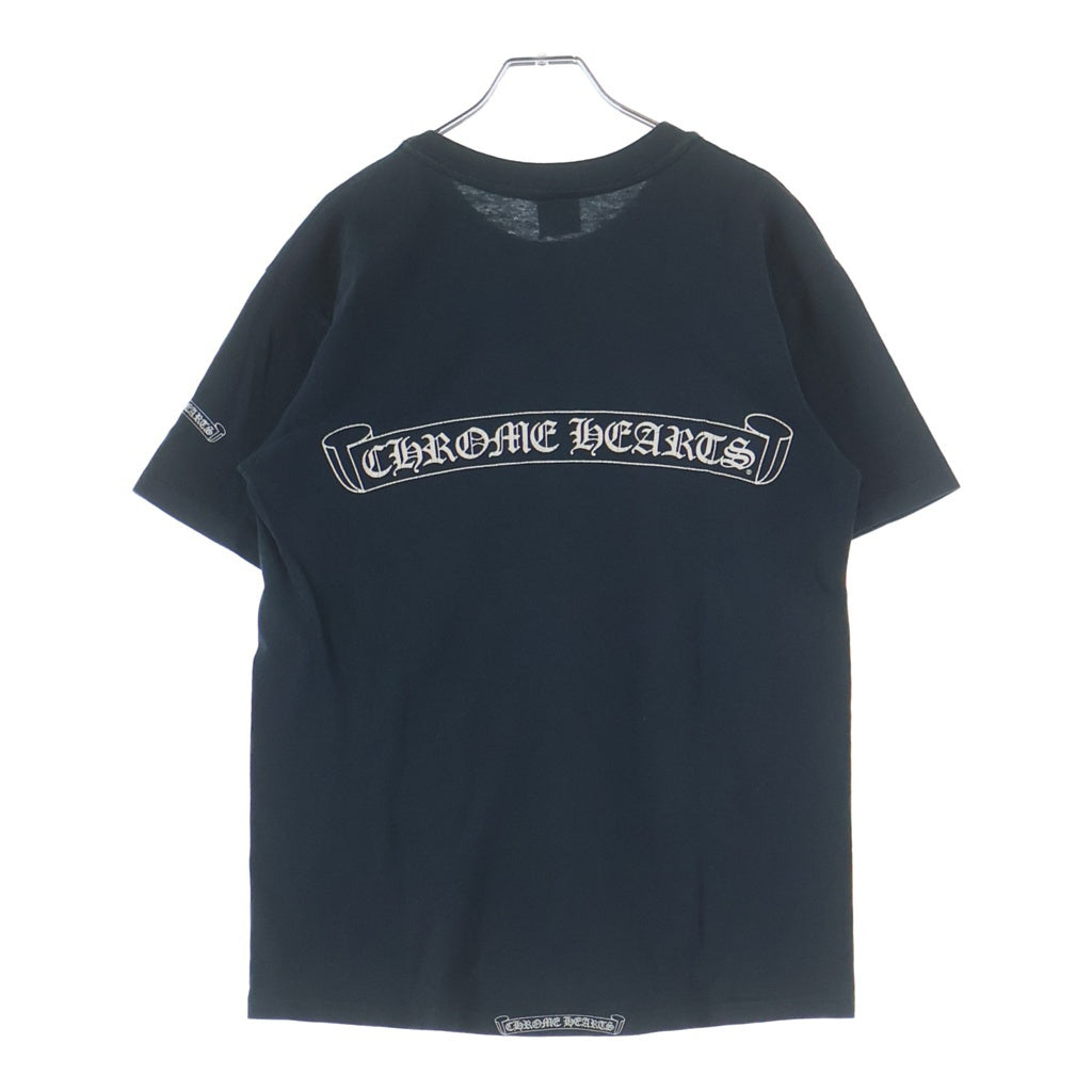 CHROME HEARTS(クロムハーツ) OLD CH T-SHIRT スクロールラベルプリント クルーネック半袖Tシャツ カットソー ネイビー