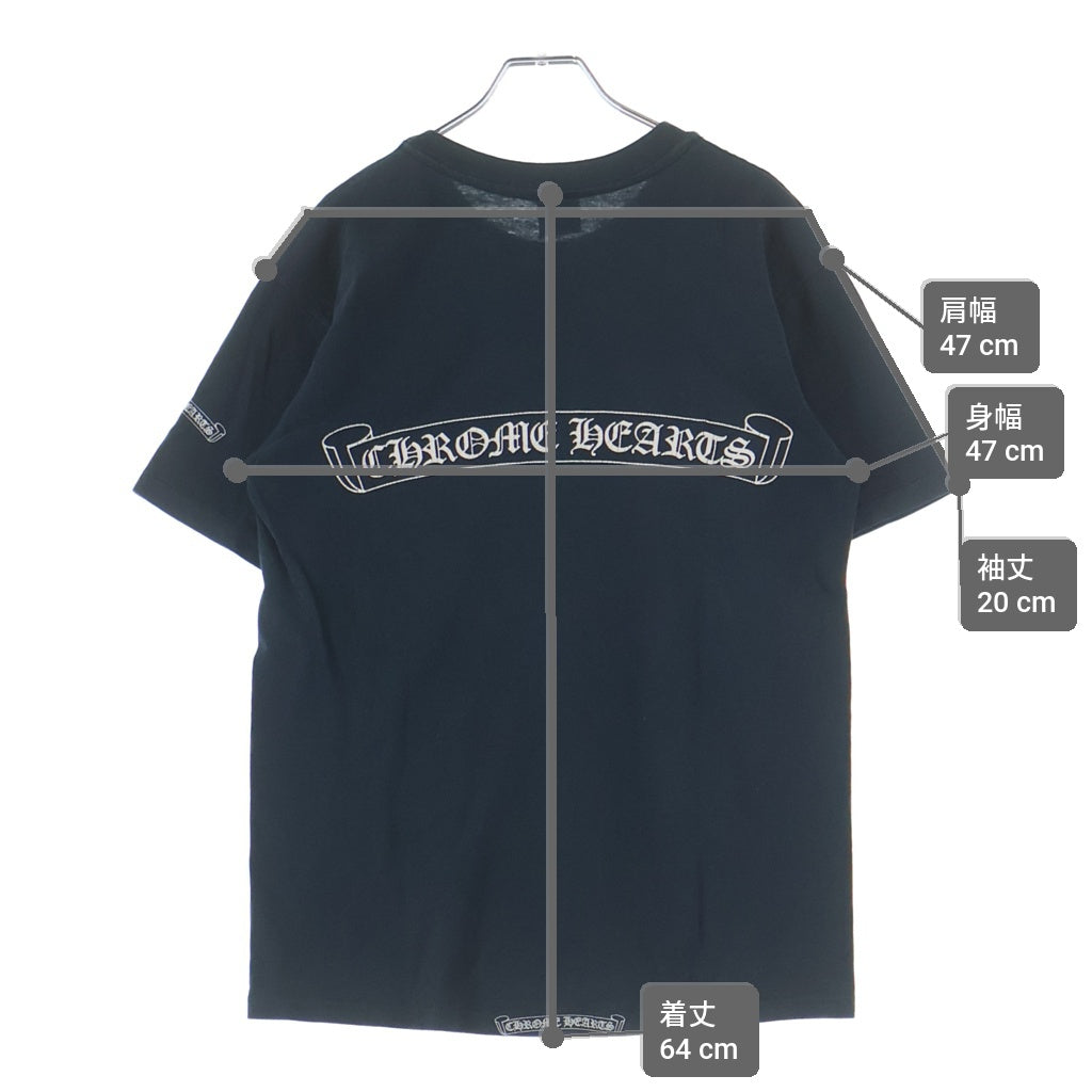 CHROME HEARTS(クロムハーツ) OLD CH T-SHIRT スクロールラベルプリント クルーネック半袖Tシャツ カットソー ネイビー