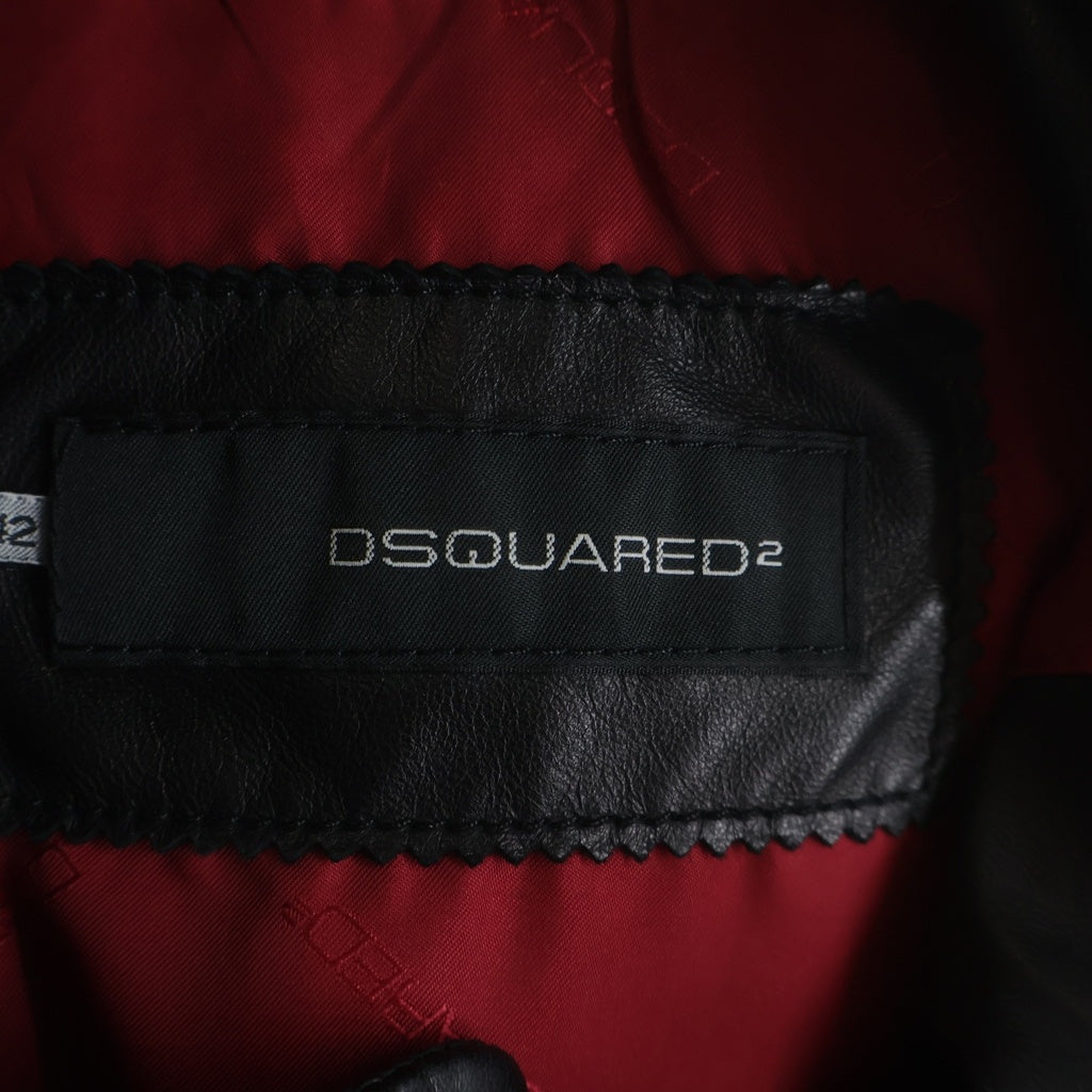 DSQUARED2(ディースクエアード) Lamb Leather Down Jacket ラムレザーダウンジャケット ブラック 71AM184