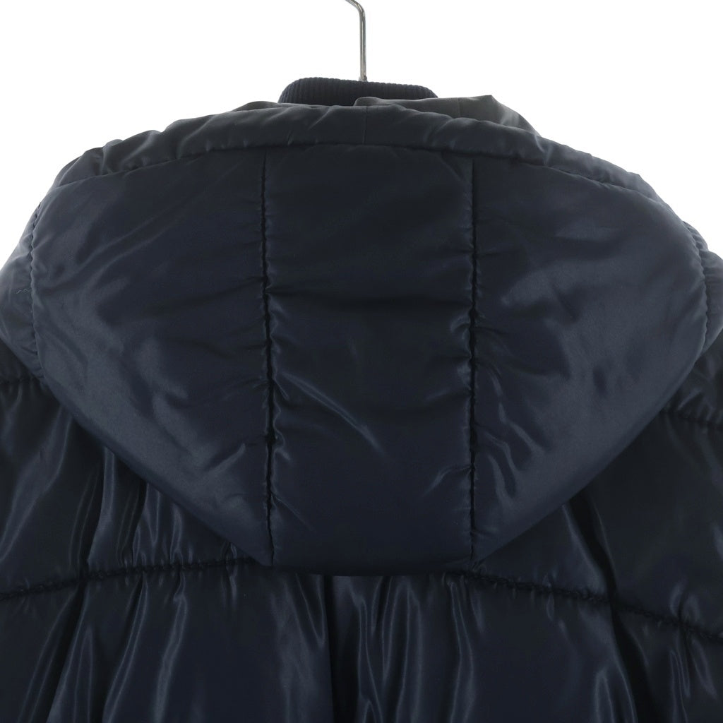 DOLCE & GABBANA(ドルチェアンドガッバーナ) Lambskin Switching Padding Hooded Jacket ラムスキ切替中綿フーデッド ジャケット レザー ネイビー RB0563/SE320