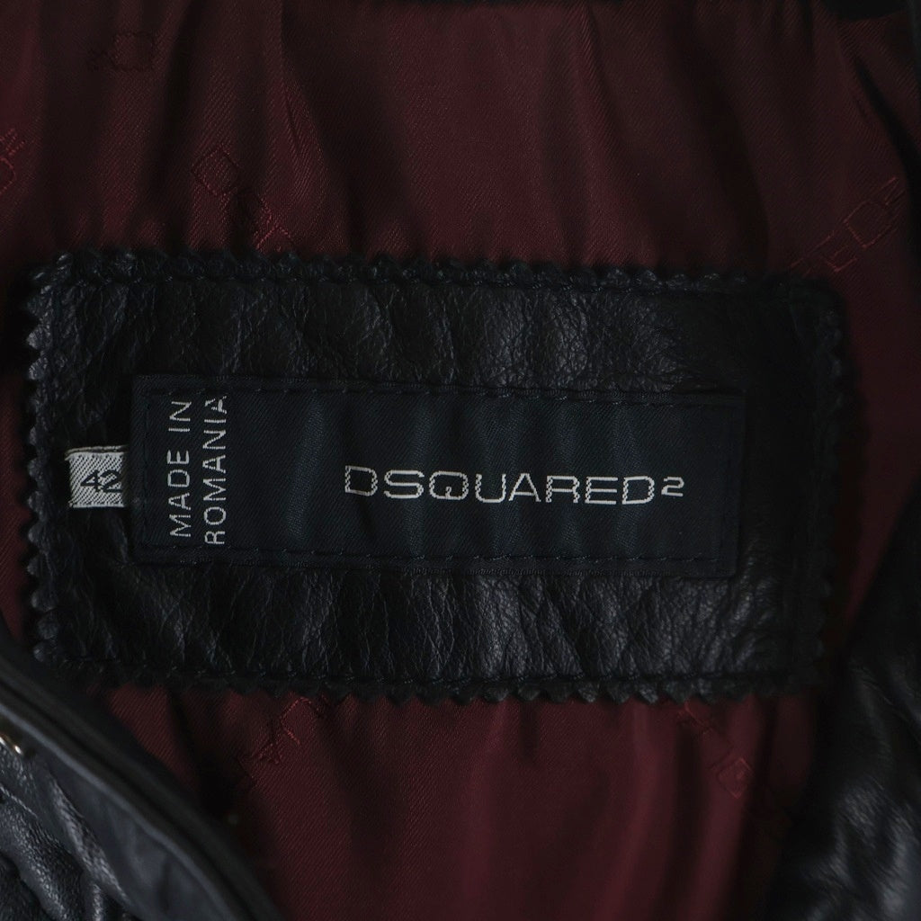 DSQUARED2(ディースクエアード) 13AW Quilted Leather Jacket キルティングレザージャケット ブラック S74AM0405