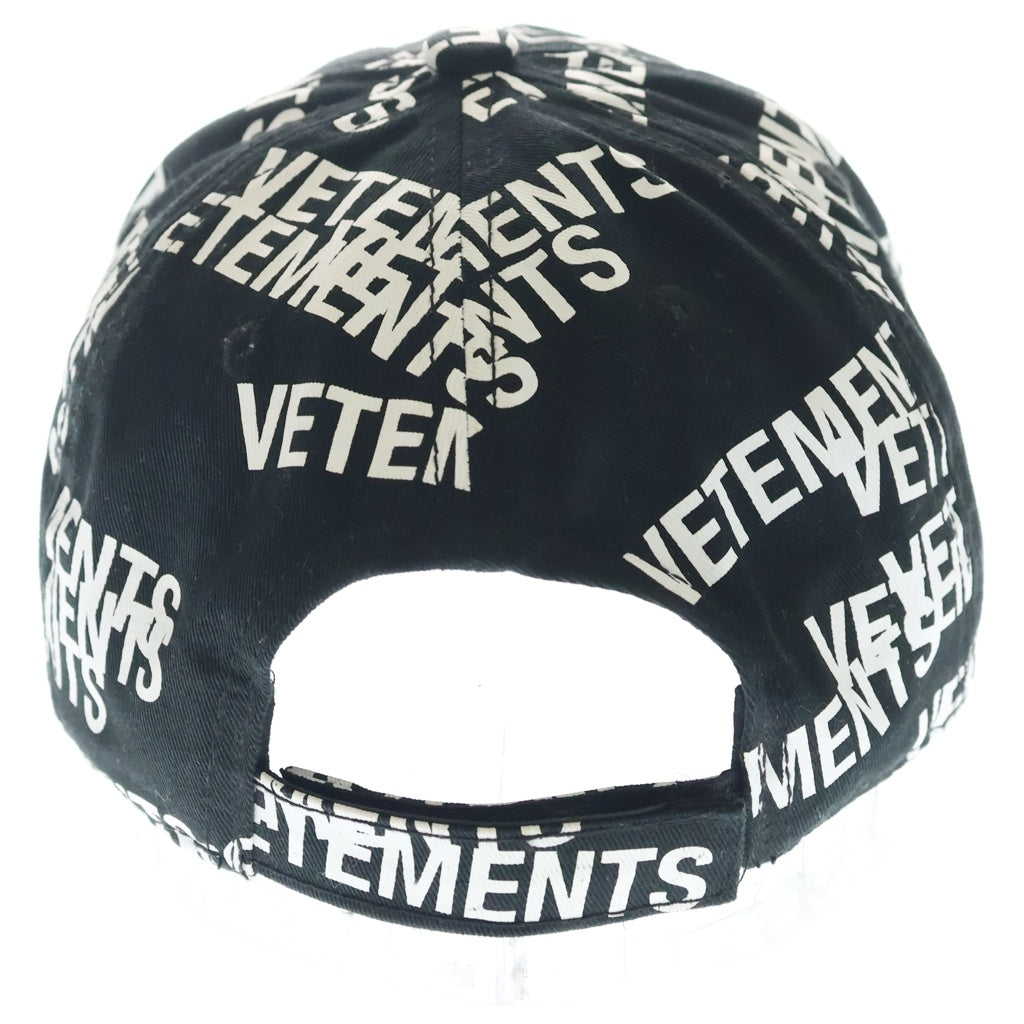 VETEMENTS(ヴェトモン) 21AW Stamped Logo Cap スタンプドロゴキャップ ロゴ総柄 帽子 ブラック UA52CA950B