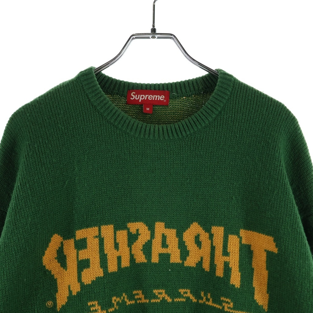 SUPREME(シュプリーム) 21AW × Thrasher Sweater ×スラッシャー フロントロゴ クルーネックニット セーター グリーン