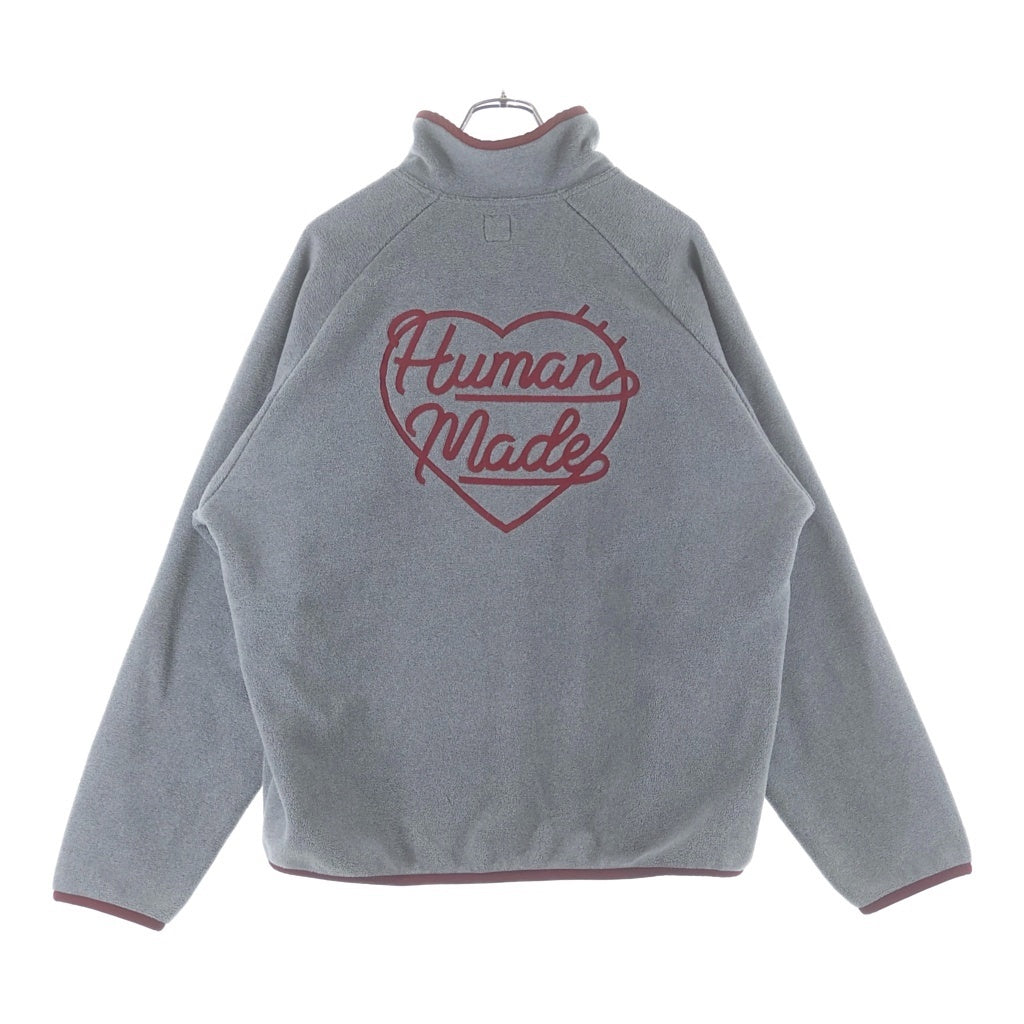 HUMAN MADE(ヒューマンメイド) FLEECE HALF-ZIP PULLOVER ロゴ刺繍 プルオーバーハーフジップフリース グレー HM28CS019