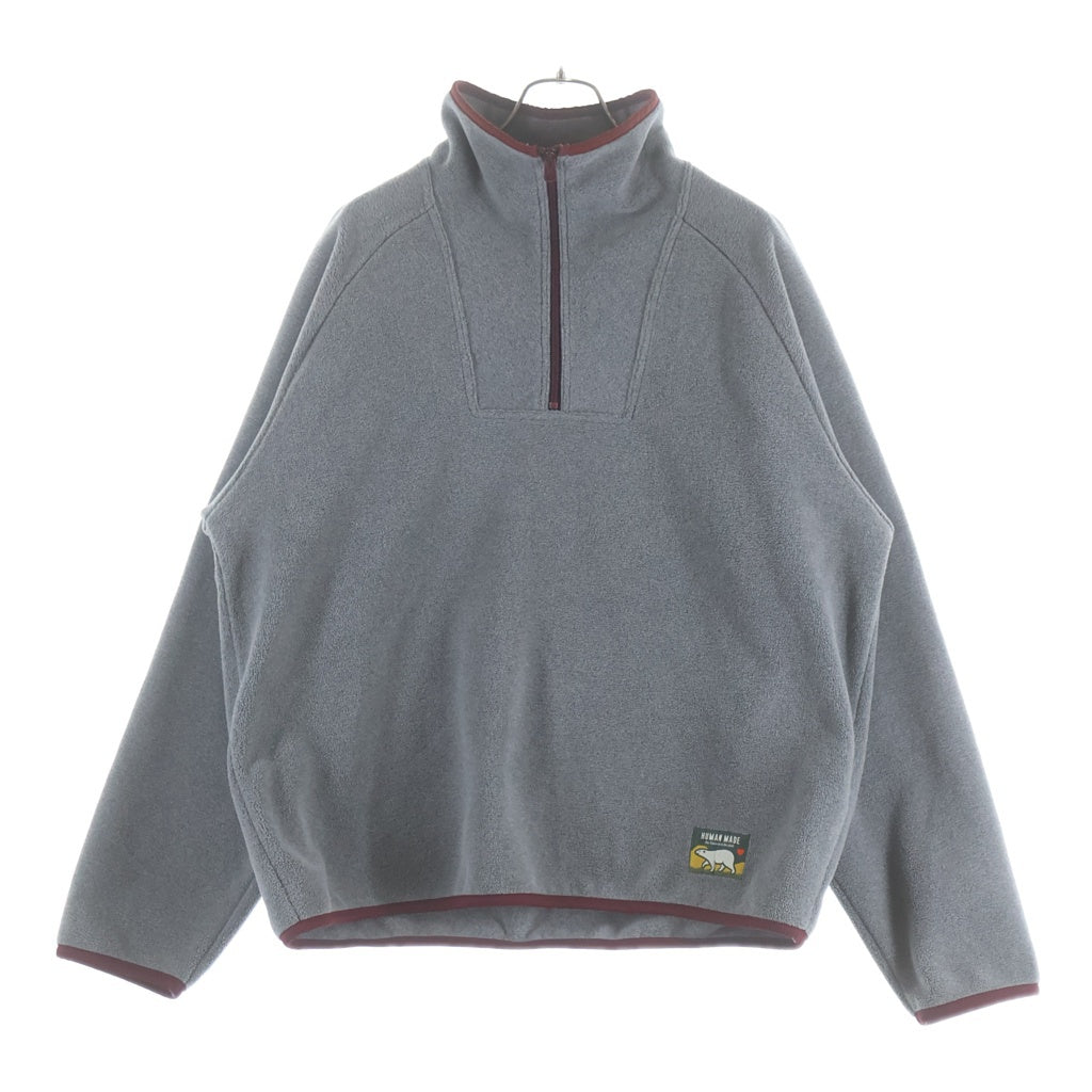 HUMAN MADE(ヒューマンメイド) FLEECE HALF-ZIP PULLOVER ロゴ刺繍 プルオーバーハーフジップフリース グレー HM28CS019