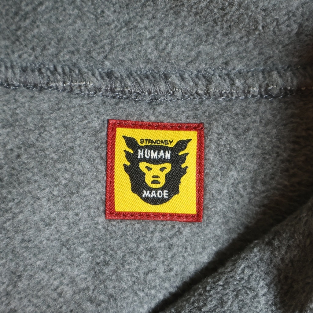 HUMAN MADE(ヒューマンメイド) FLEECE HALF-ZIP PULLOVER ロゴ刺繍 プルオーバーハーフジップフリース グレー HM28CS019