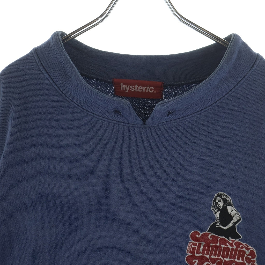 HYSTERIC GLAMOUR(ヒステリックグラマー) フロントロゴ Vネックスウェット トレーナー ブルー ヒステリック 2CS-4616