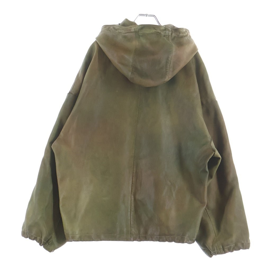 DIESEL(ディーゼル) LEATHER VATEL HOODED JACKET ヴァテル フーデッド ジップアップレザージャケット グリーン A13454