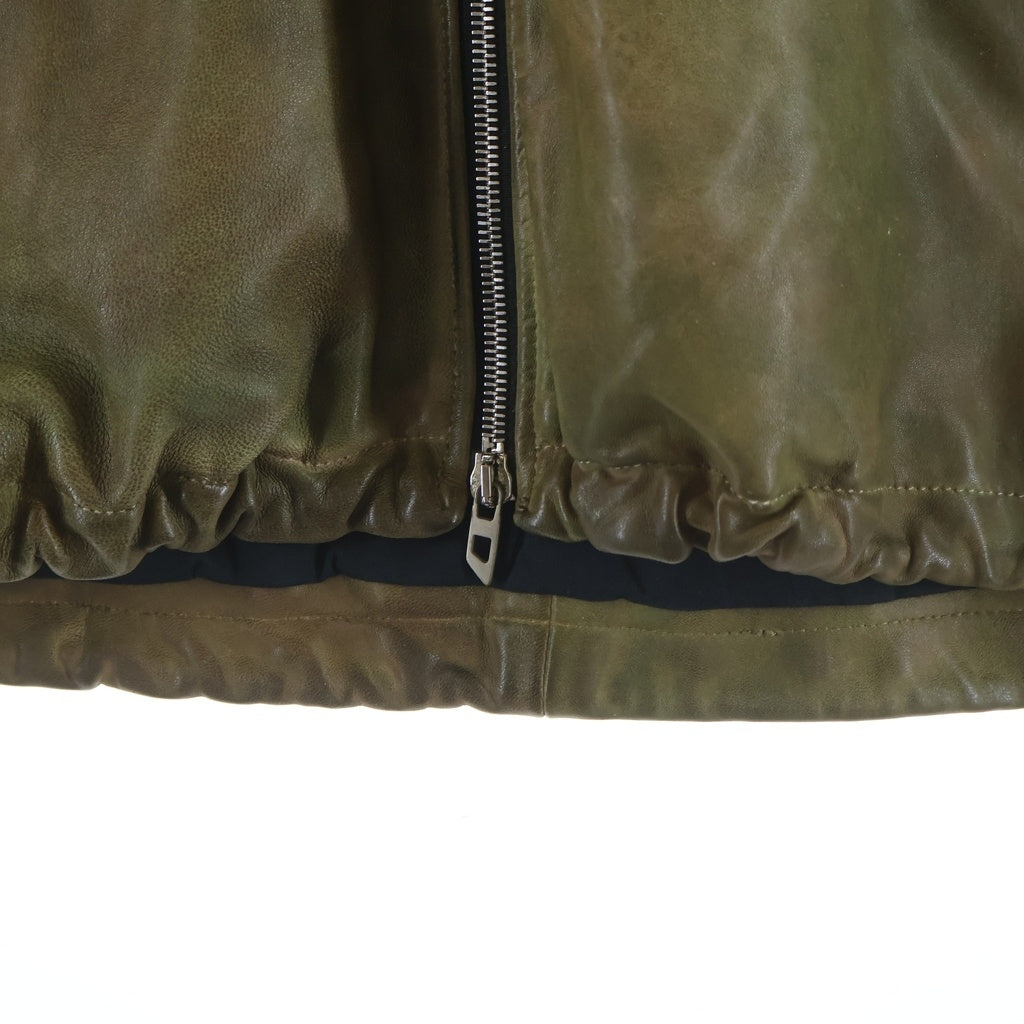 DIESEL(ディーゼル) LEATHER VATEL HOODED JACKET ヴァテル フーデッド ジップアップレザージャケット グリーン A13454