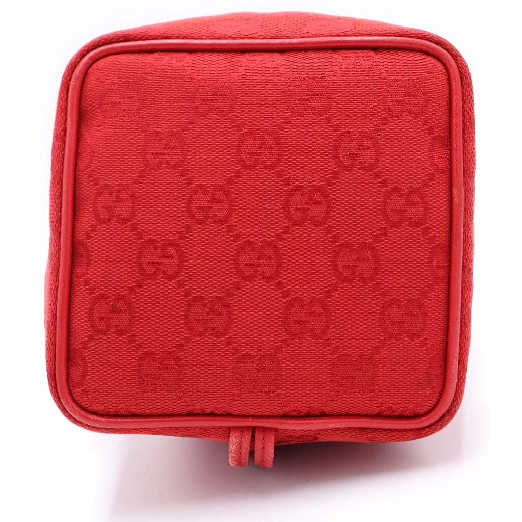 GUCCI(グッチ) GGキャンバス 総柄 巾着ポーチ ハンドバック レッド 039-0973 レディース