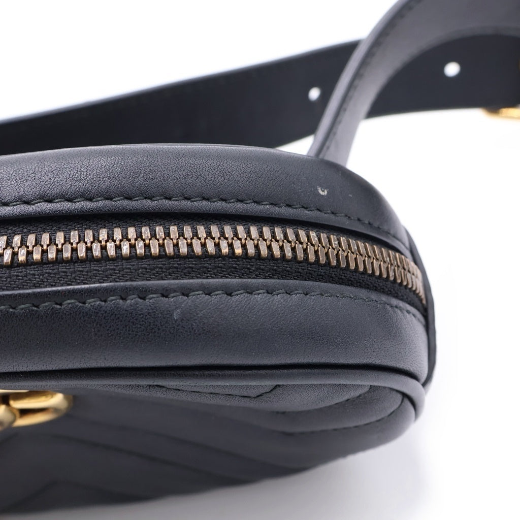 GUCCI(グッチ) GGマーモント ロゴデザイン キルティング レザー ショルダーバッグ ブラック 476434 レディース