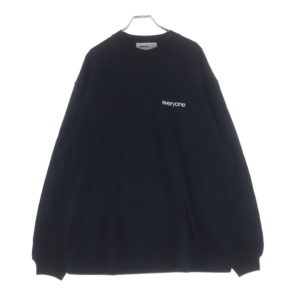 everyone(エブリワン) ロゴデザイン クルーネック カットソー 長袖Tシャツ ブラック