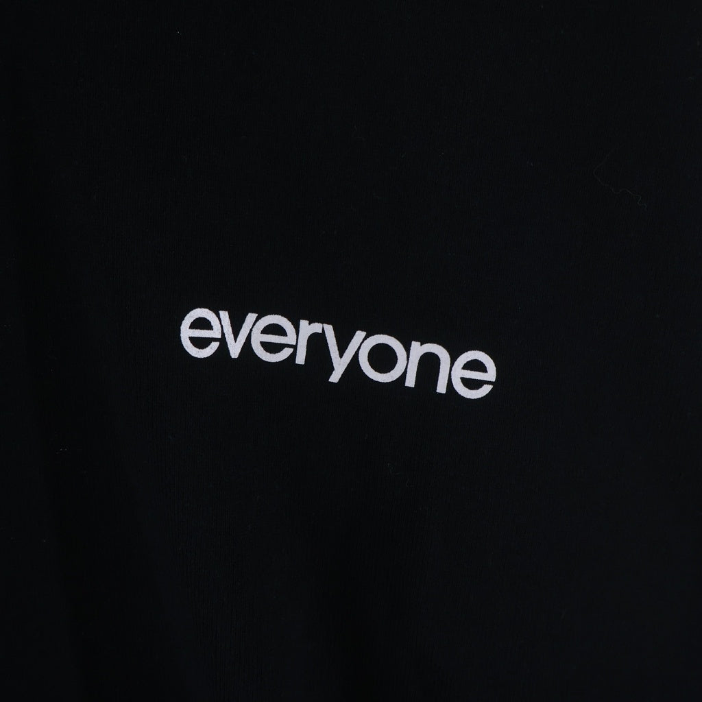 everyone(エブリワン) ロゴデザイン クルーネック カットソー 長袖Tシャツ ブラック