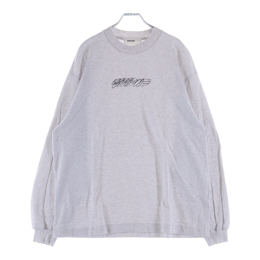 everyone(エブリワン) フロントロゴデザイン クルーネック カットソー 長袖Tシャツ グレー
