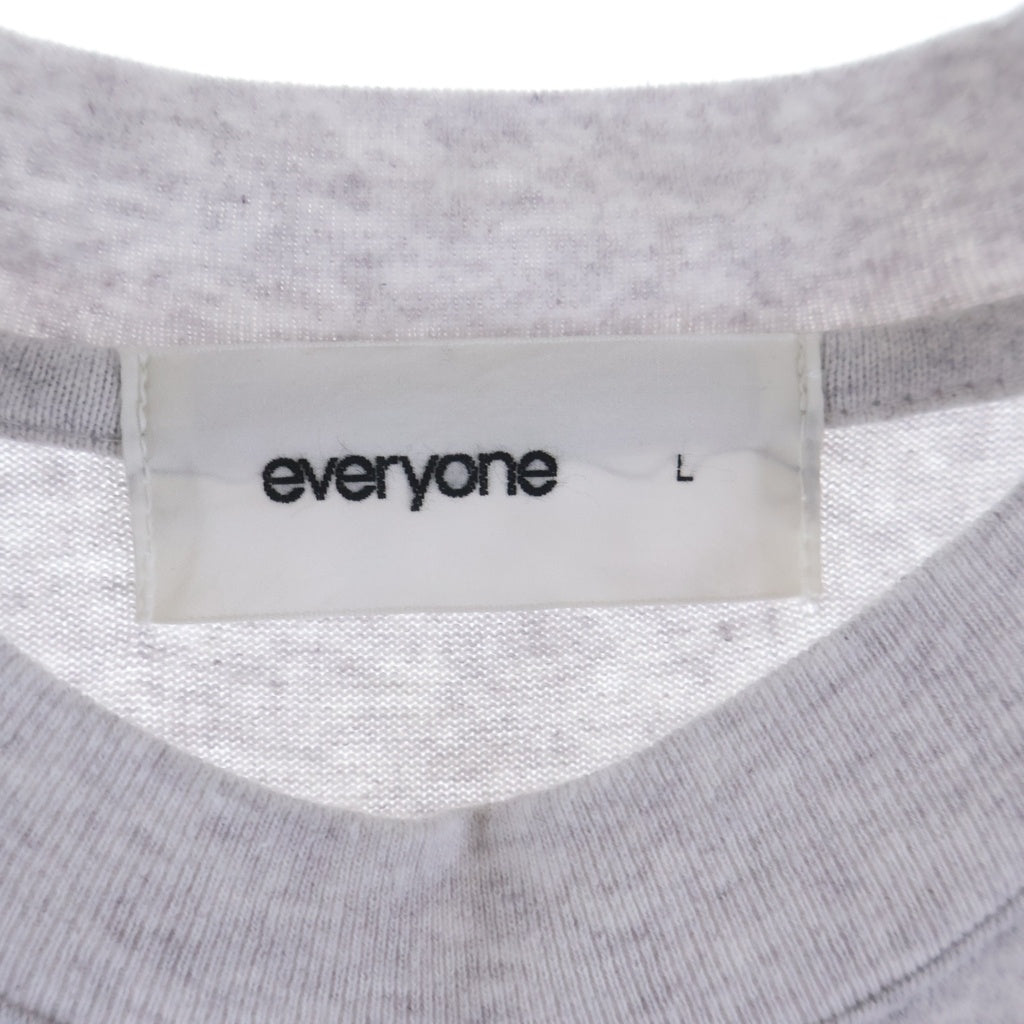 everyone(エブリワン) フロントロゴデザイン クルーネック カットソー 長袖Tシャツ グレー