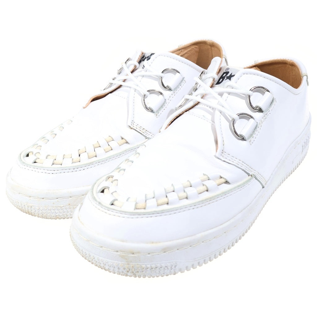 A BATHING APE(アベイシングエイプ) × AMBUSH ×アンブッシュ レザー レザーレースアップシューズ ホワイト