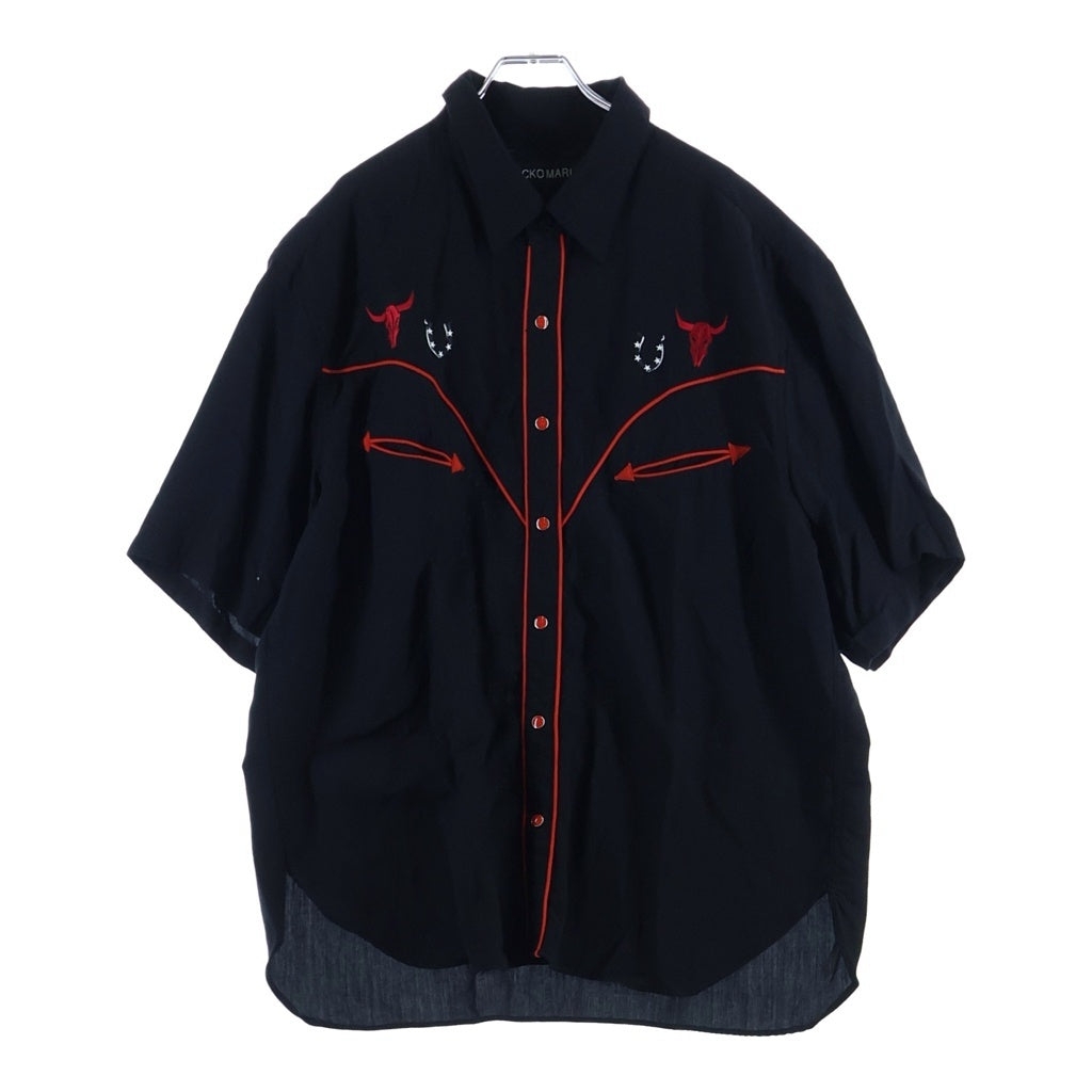 WACKO MARIA(ワコマリア) WESTERN SHIRT ウエスタン半袖シャツ ブラック/レッド